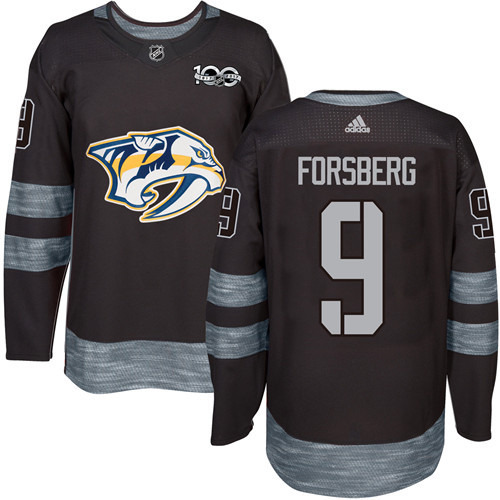 Adidas Nashville Predators #9 Filip Forsberg Black 1917-2017 100th Anniversary Stitched Jersey Men's