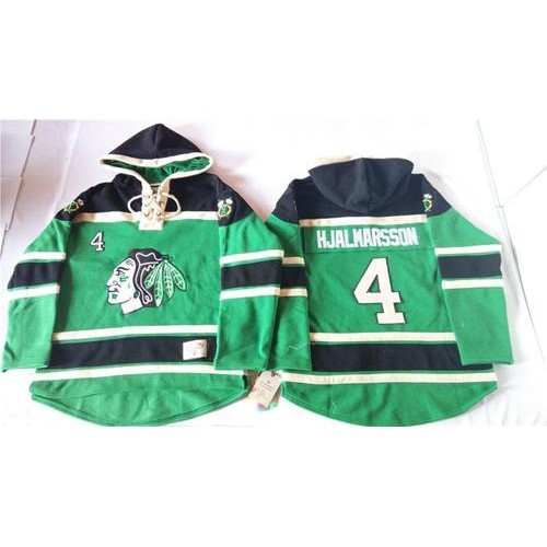 Chicago Blackhawks #4 Niklas Hjalmarsson Green St. Patrick's Day McNary Lace Hoodie Stitched Jersey Men's