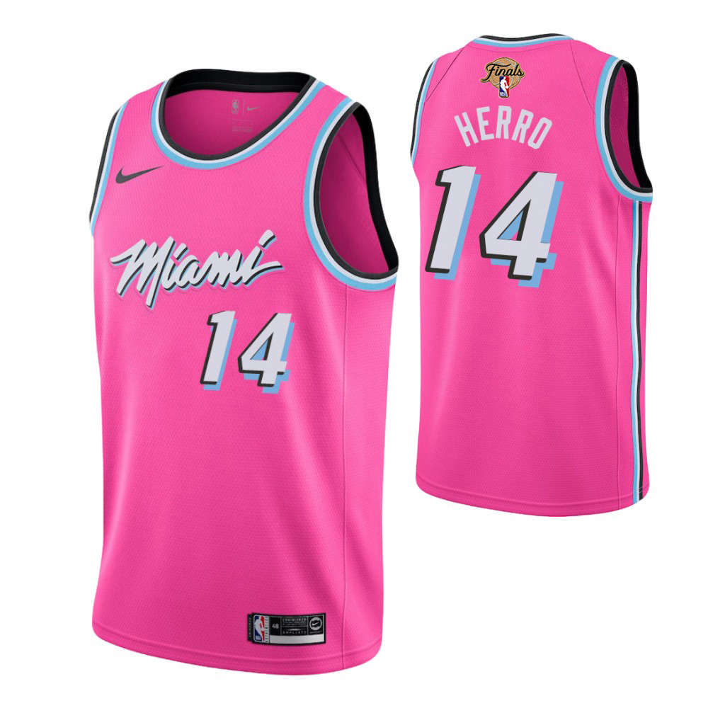 Heat #14 Tyler Herro Pink 2023 Finals Patch Swingman Earned Edition Jersey