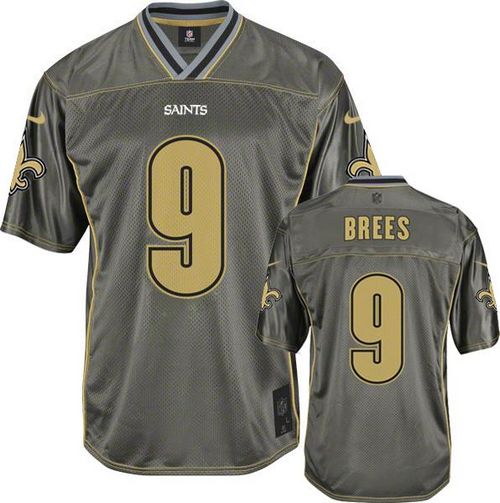 Saints #9 Drew Brees Grey Youth Stitched Elite Vapor Jersey