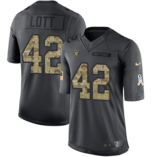 Las Vegas Raiders #42 Ronnie Lott Black Men's Stitched Limited 2016 Salute To Service Jersey Men's