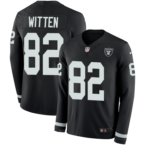 Las Vegas Raiders #82 Jason Witten Black Team Color Youth Stitched Limited Therma Long Sleeve Jersey Youth