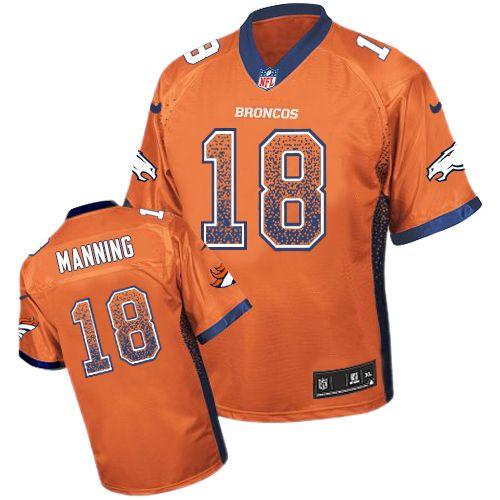 Broncos #18 Peyton Manning Orange Team Color Men's Stitched Elite Drift Fashion Jersey
