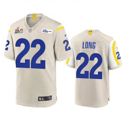 Los Angeles Los Angeles Rams #22 David Long Men's Super Bowl LVI Patch Game Jersey - Bone Men's