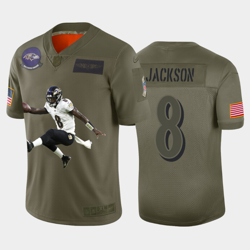Baltimore Ravens #8 Lamar Jackson Team Hero 4 Vapor Limited Jersey Camo