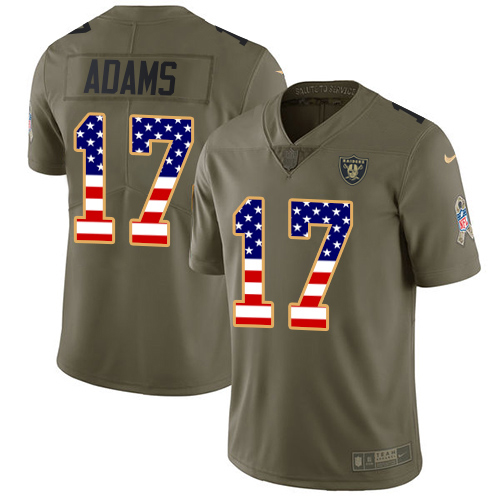 Youth Raiders #17 Davante Adams Olive USA Flag Stitched Limited 2017 Salute To Service Jersey