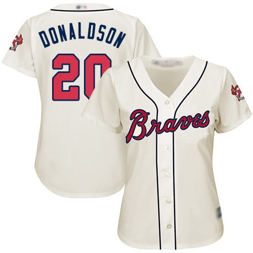 Atlanta Braves #20 Josh Donaldson Cream Alternate Women's Stitched Jersey Womens