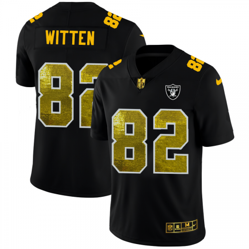 Las Vegas Las Vegas Raiders #82 Jason Witten Men's Black Golden Sequin Vapor Limited Jersey Men's