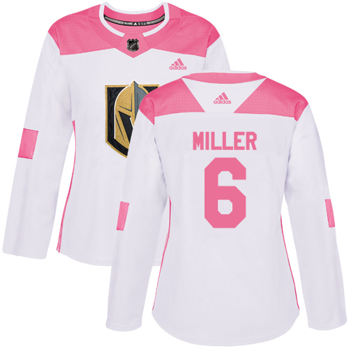 Adidas Golden Vegas Golden Knights #6 Colin Miller White/Pink Authentic Fashion Women's Stitched Jersey Womens