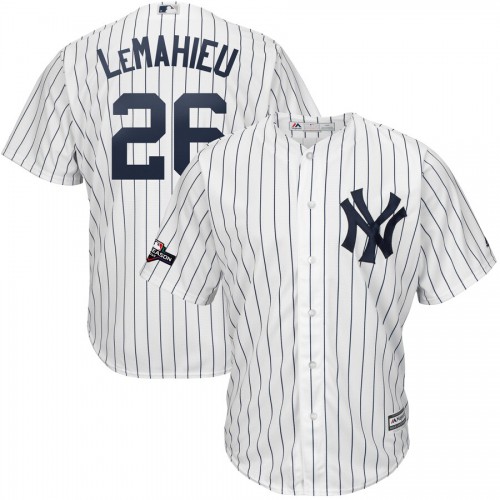 New York New York Yankees #26 DJ LeMahieu Majestic 2019 Postseason Official Cool Base Player Jersey White Navy Men's