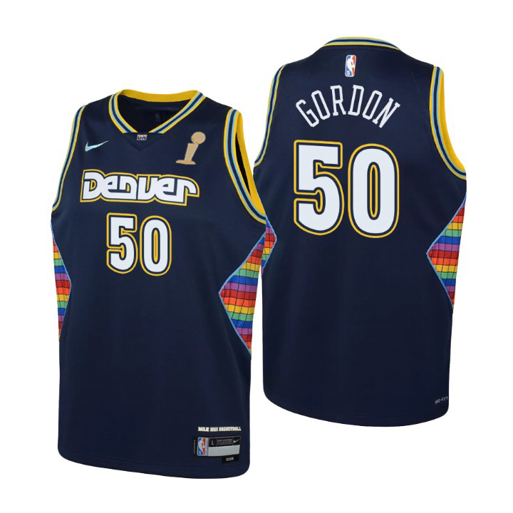Denver Nuggets #50 Aaron Gordon Navy Youth 2023 Finals Champions Swingman Jersey - City Edition