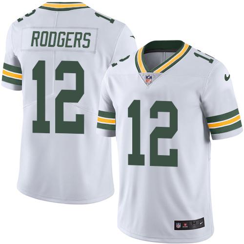 Packers #12 Aaron Rodgers White Men's Stitched Vapor Untouchable Limited Jersey