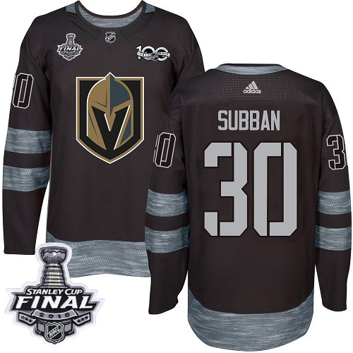 Adidas Golden Vegas Golden Knights #30 Malcolm Subban Black 1917-2017 100th Anniversary 2018 Stanley Cup Final Stitched Jersey Men's