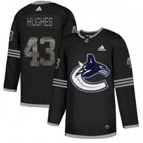 Adidas Vancouver Canucks #43 Quinn Hughes Black Authentic Classic Stitched Jersey Men's