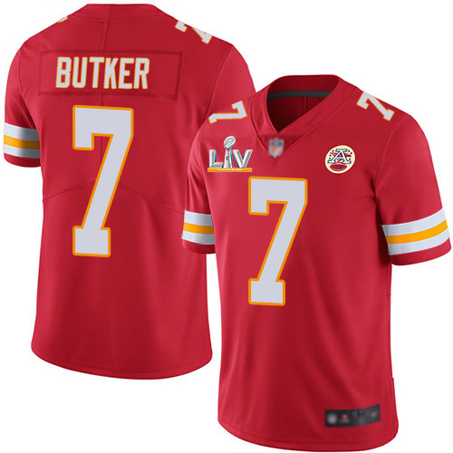 Chiefs #7 Harrison Butker Red Team Color Men's Super Bowl LV Bound Stitched Vapor Untouchable Limited Jersey