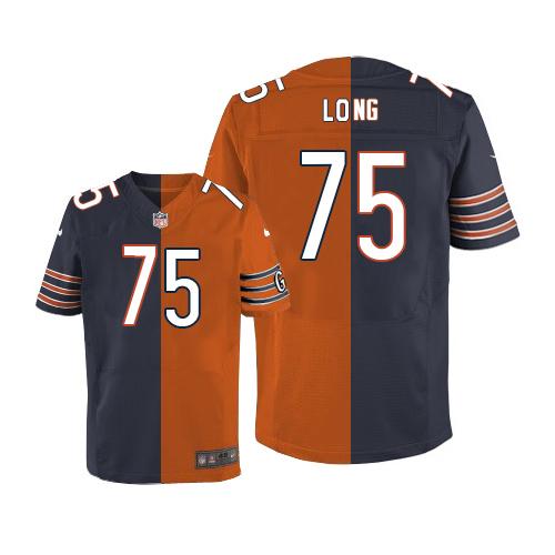 Chicago Bears #75 Kyle Long Navy Blue/Orange Men's Stitched Elite Split Jersey Men's
