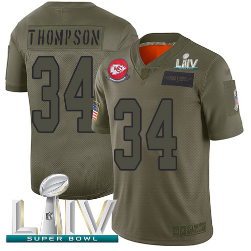 Kansas City Chiefs #34 Darwin Thompson Camo Super Bowl LIV 2020 Youth Stitched Limited 2019 Salute To Service Jersey Youth