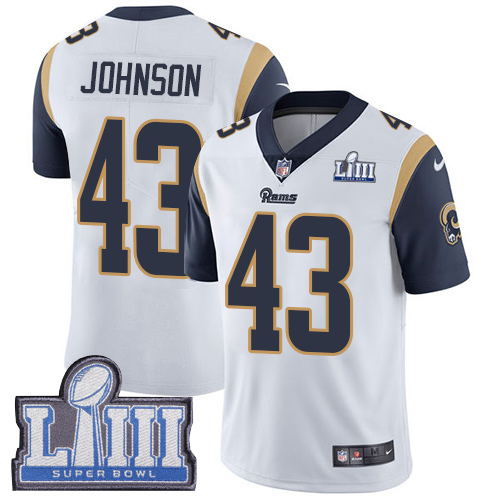 Los Angeles Rams #43 John Johnson White Super Bowl LIII Bound Men's Stitched Vapor Untouchable Limited Jersey Men's