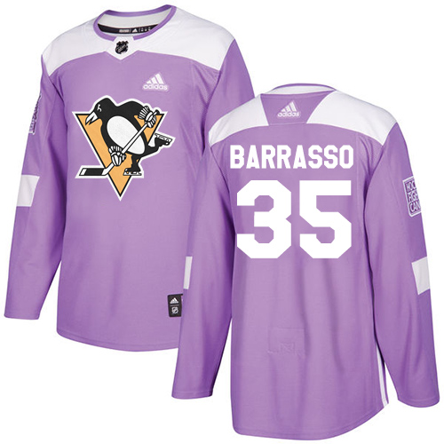 Adidas Pittsburgh Penguins #35 Tom Barrasso Purple Authentic Fights Cancer Stitched Jersey Men's
