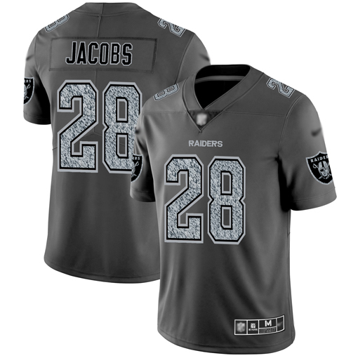 Raiders #28 Josh Jacobs Gray Static Men's Stitched Vapor Untouchable Limited Jersey