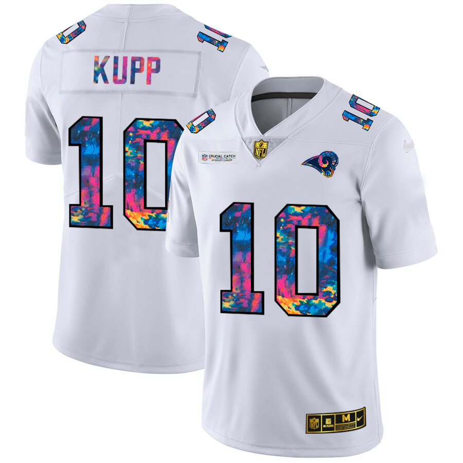 Los Angeles Rams #10 Cooper Kupp Men's White Multi-Color 2020 Crucial Catch Limited Jersey