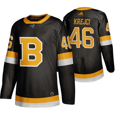 Adidas Boston Boston Bruins #46 David Krejci Black 2019-20 Authentic Third Stitched Jersey Men's