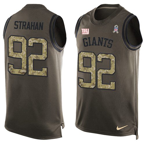 Giants #92 Michael Strahan Green Men's Stitched Limited Salute To Service Tank Top Jersey