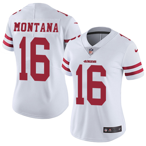 49ers #16 Joe Montana White Women's Stitched Vapor Untouchable Limited Jersey