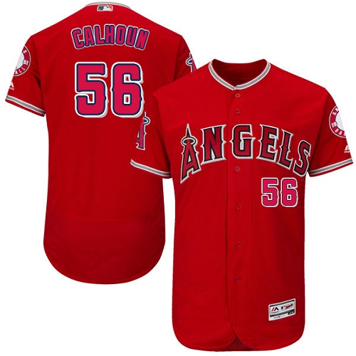 Los Angeles Angels of Anaheim #56 Kole Calhoun Red Flexbase Authentic Collection Stitched Jersey Men's