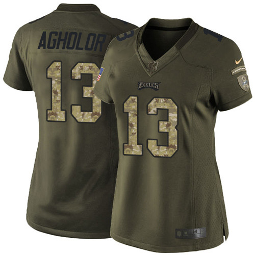 Philadelphia Eagles #13 Nelson Agholor Green Women's Stitched Limited 2015 Salute to Service Jersey Womens