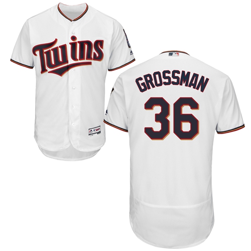 Minnesota Twins #36 Robbie Grossman White Flexbase Authentic Collection Stitched Jersey Men's