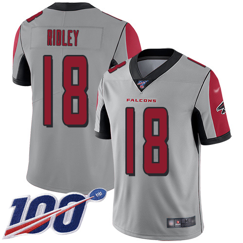 Falcons #18 Calvin Ridley Silver Men's Stitched Limited Inverted Legend 100th Season Jersey