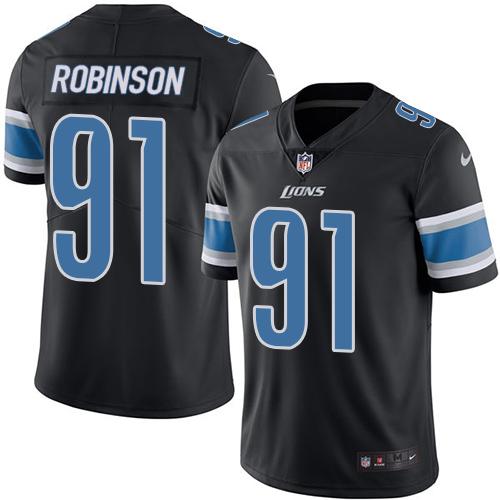 Detroit Lions #91 A'Shawn Robinson Black Men's Stitched Limited Rush Jersey Men's