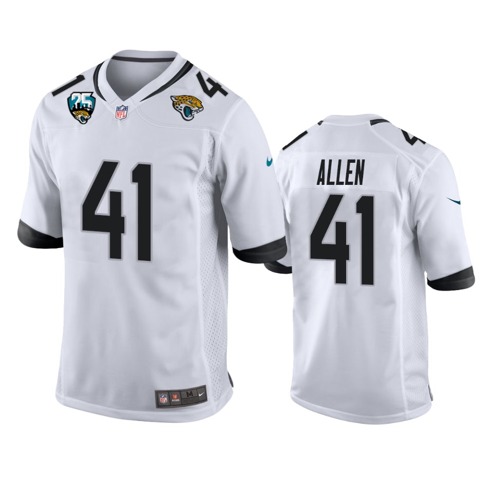 Jaguars #41 Josh Allen White 25th Anniversary Vapor Limited Stitched 100th Season Jersey