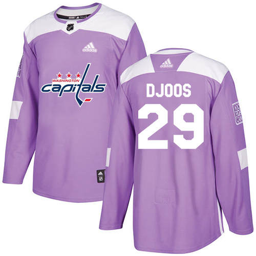 Adidas Washington Capitals #29 Christian Djoos Purple Authentic Fights Cancer Stitched Jersey Men's