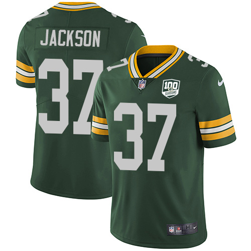 Green Bay Packers #37 Josh Jackson Green Team Color Youth 100th Season Stitched Vapor Untouchable Limited Jersey Youth