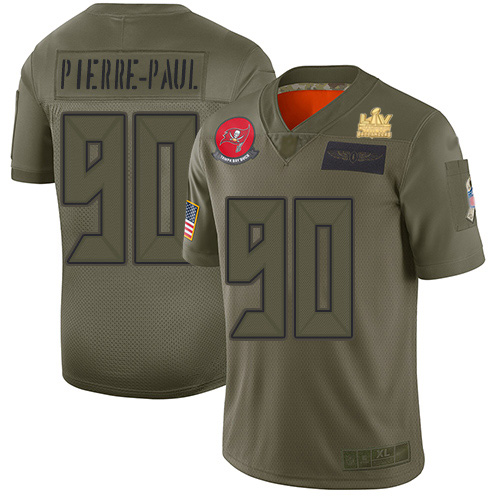 Tampa Bay Buccaneers #90 Jason Pierre-Paul Camo Youth Super Bowl LV Champions Patch Stitched Limited 2019 Salute To Service Jersey Youth