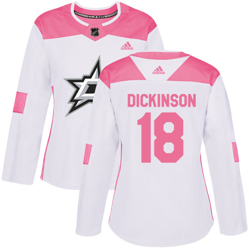 Adidas Dallas Stars #18 Jason Dickinson White/Pink Authentic Fashion Women's Stitched Jersey Womens