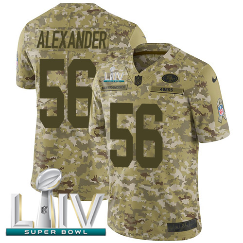 San Francisco 49ers #56 Kwon Alexander Camo Super Bowl LIV 2020 Youth Stitched Limited 2018 Salute To Service Jersey Youth