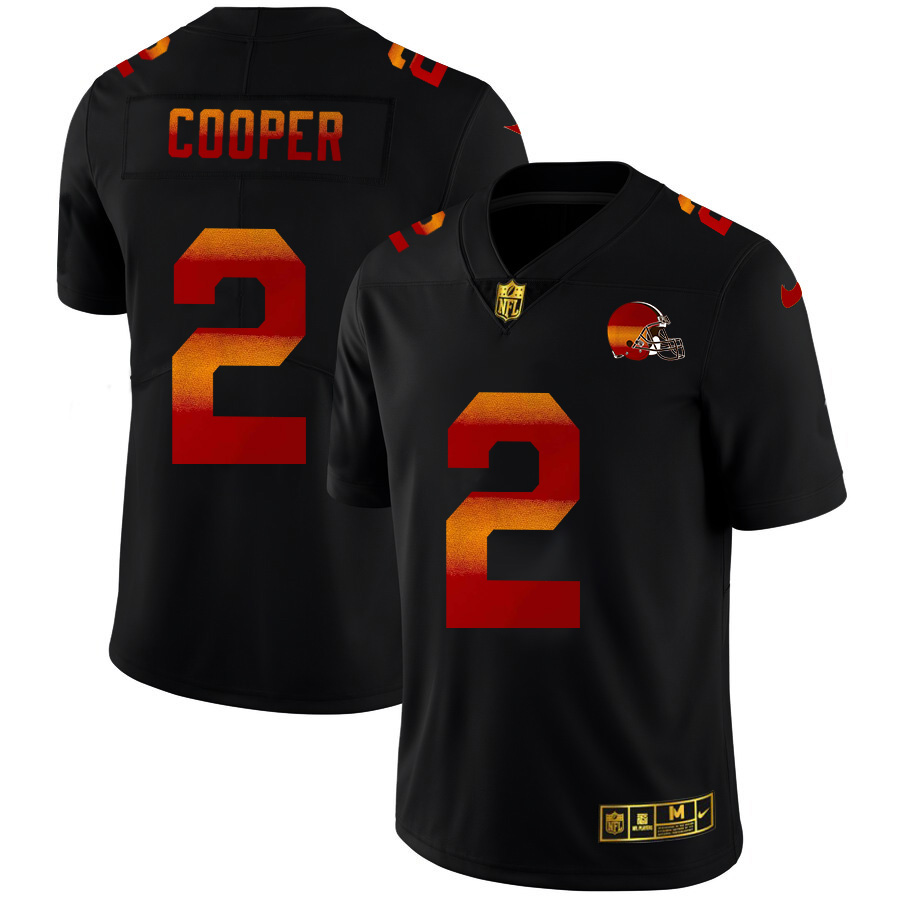 Cleveland Browns #2 Amari Cooper Men's Black Red Orange Stripe Vapor Limited Jersey