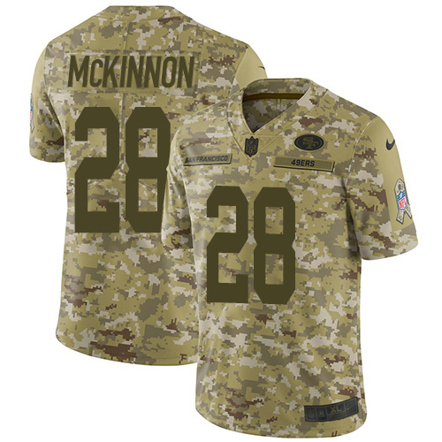 San Francisco 49ers #28 Jerick McKinnon Camo Men's Stitched Limited 2018 Salute To Service Jersey Men's