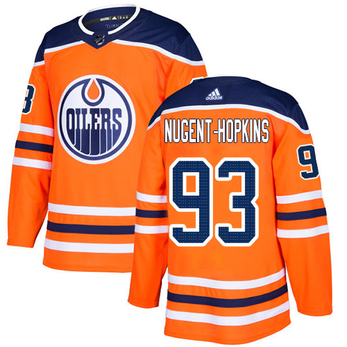 Adidas Edmonton Oilers #93 Ryan Nugent-Hopkins Orange Home Authentic Stitched Jersey Men's
