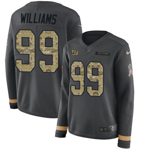 New York Giants #99 Leonard Williams Anthracite Salute to Service Women's Stitched Limited Therma Long Sleeve Jersey Womens
