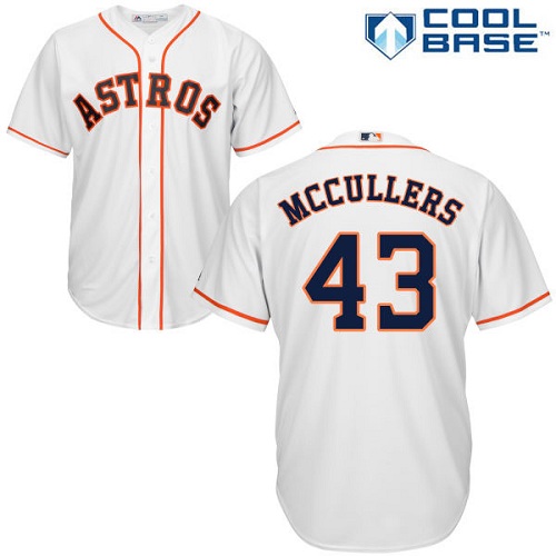 Houston Astros #43 Lance McCullers White Cool Base Stitched Youth Jersey Youth