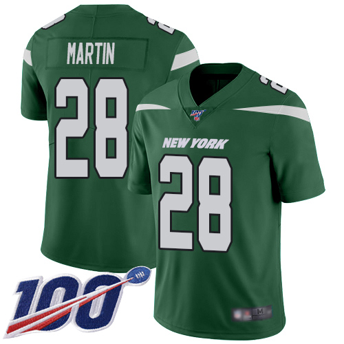 Jets #28 Curtis Martin Green Team Color Men's Stitched 100th Season Vapor Limited Jersey