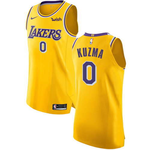 Los Angeles Lakers #0 Kyle Kuzma Gold Authentic Icon Edition Jersey Mens