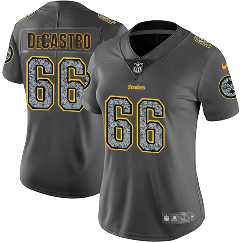 Pittsburgh Steelers #66 David DeCastro Gray Static Women's Stitched Vapor Untouchable Limited Jersey Womens