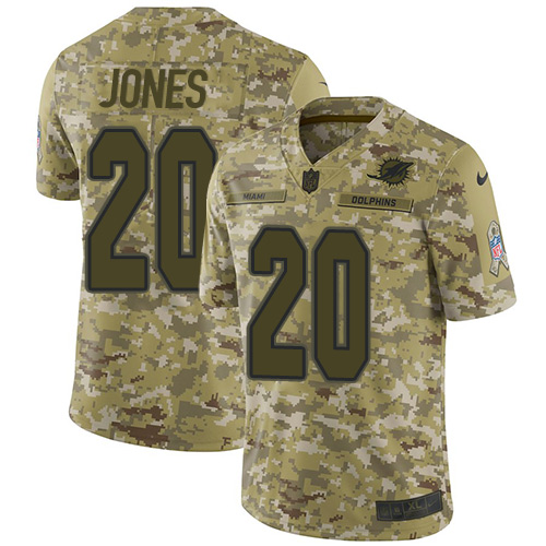 Miami Dolphins #20 Reshad Jones Camo Youth Stitched Limited 2018 Salute to Service Jersey Youth
