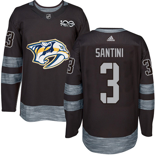 Adidas Nashville Predators #3 Steven Santini Black 1917-2017 100th Anniversary Stitched Jersey Men's