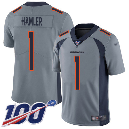 Broncos #1 KJ Hamler Gray Youth Stitched Limited Inverted Legend 100th Season Jersey